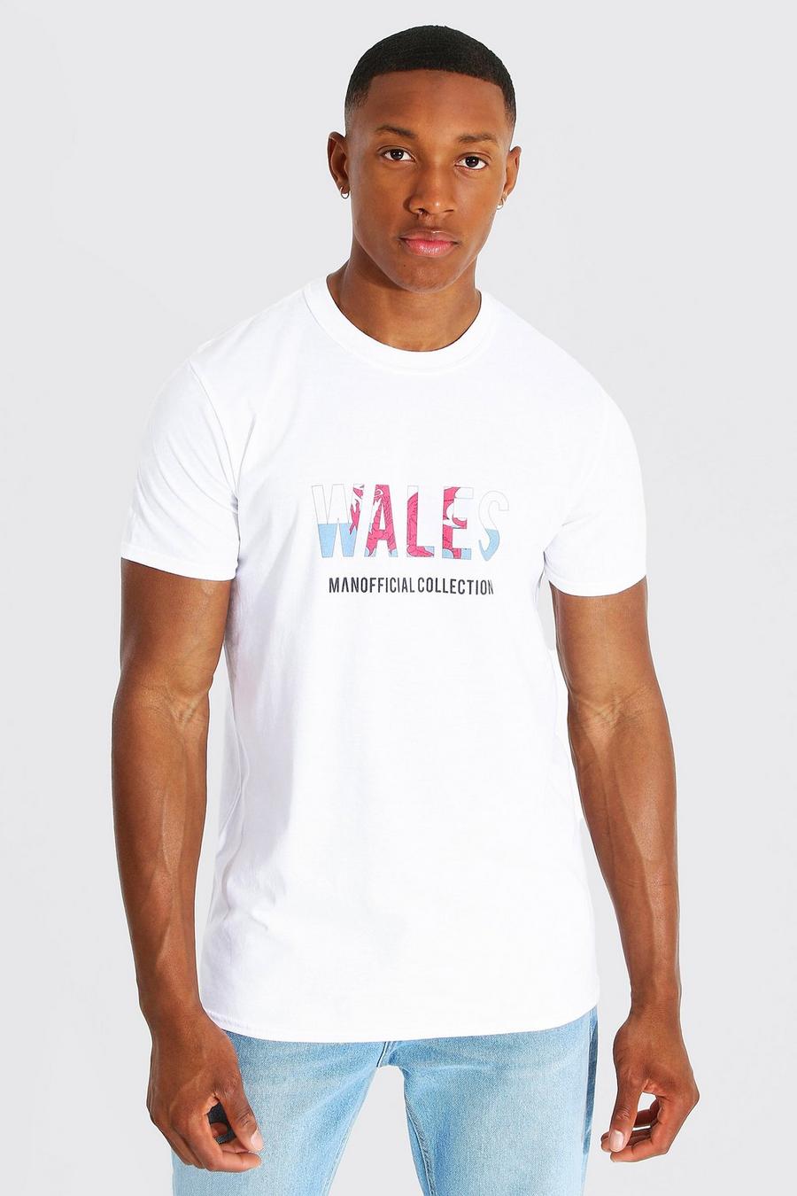 T-shirt à imprimé Wales, Blanc weiß image number 1