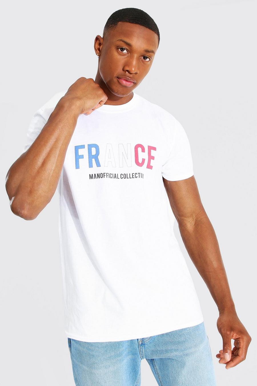 White vit France T-shirt med flagga image number 1