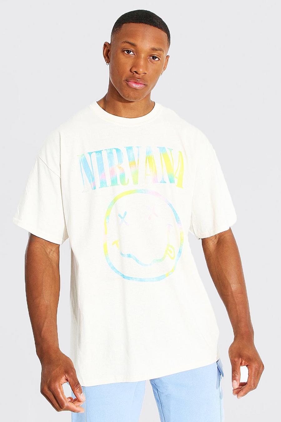 T-shirt oversize ufficiale con logo Nirvana, Sand image number 1