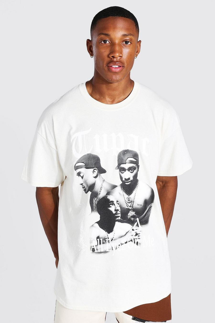 Sand beige Oversized Gelicenseerd Tupac T-Shirt image number 1