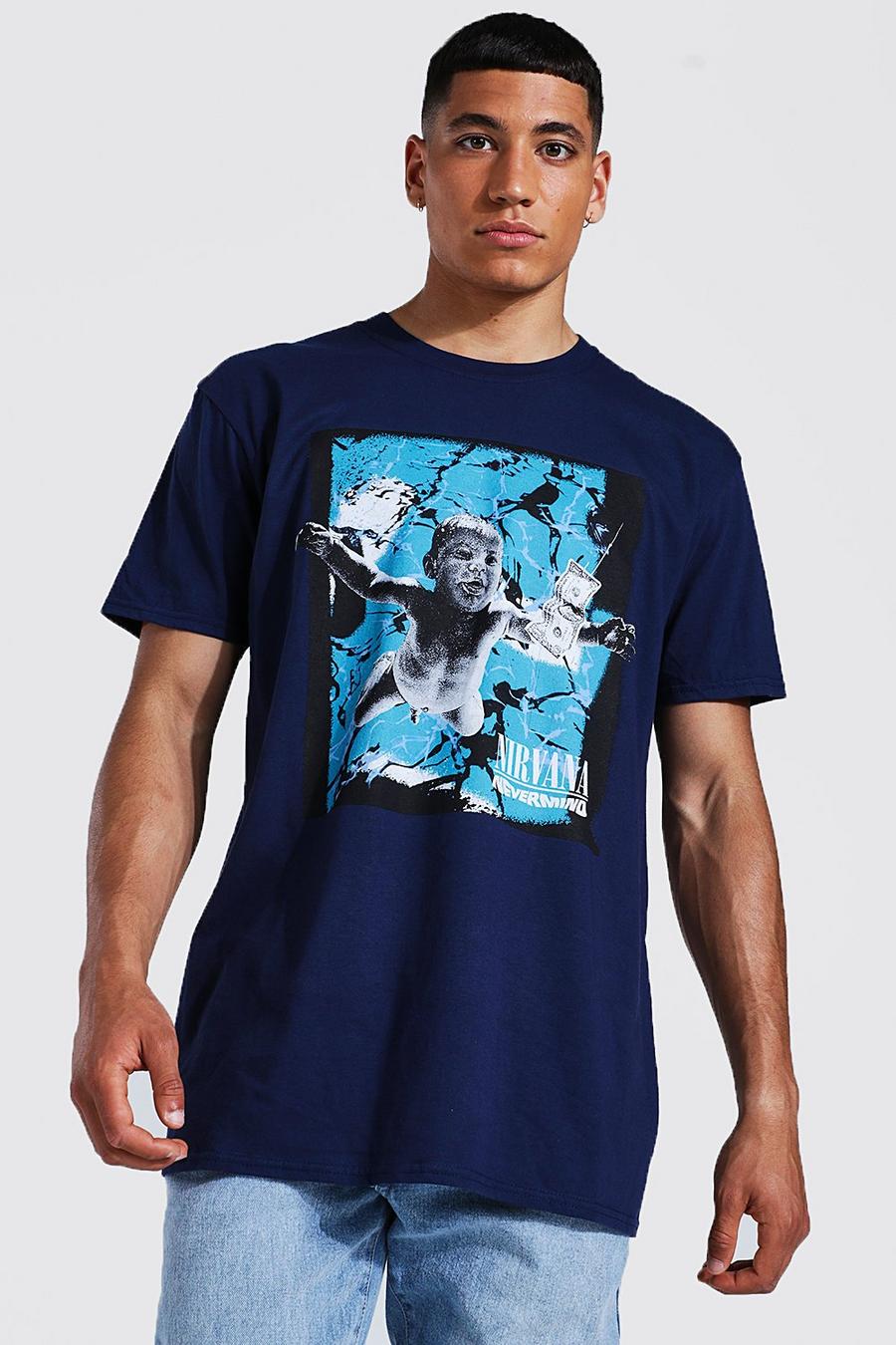 Navy Oversized Nirvana Nevermind License T-shirt image number 1