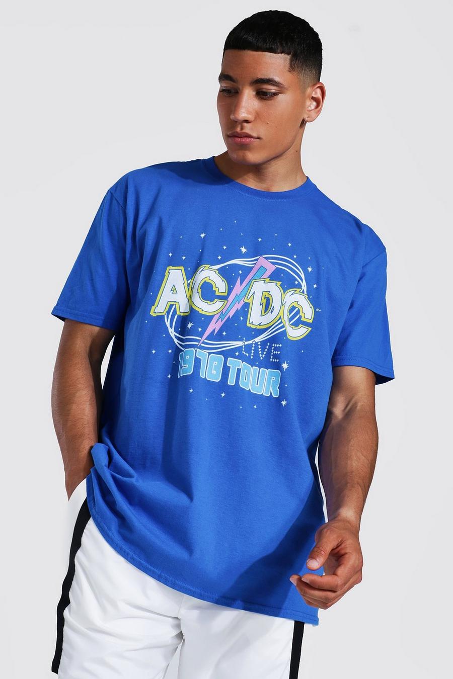Blue bleu Oversized Gelicenseerd ACDC Tour T-Shirt image number 1