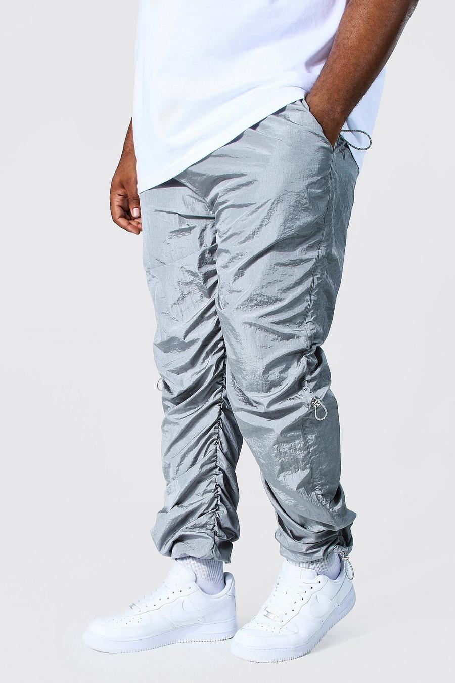 אפור בהיר מכנסי קורדרוי בסגנון באנג׳י עם כיווצים ברגליים למידות גדולות image number 1