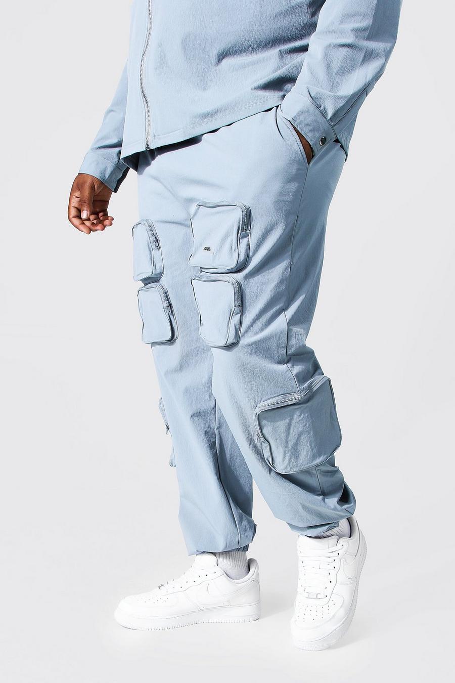 Grande taille - Pantalon cargo à poches en relief, Light grey image number 1