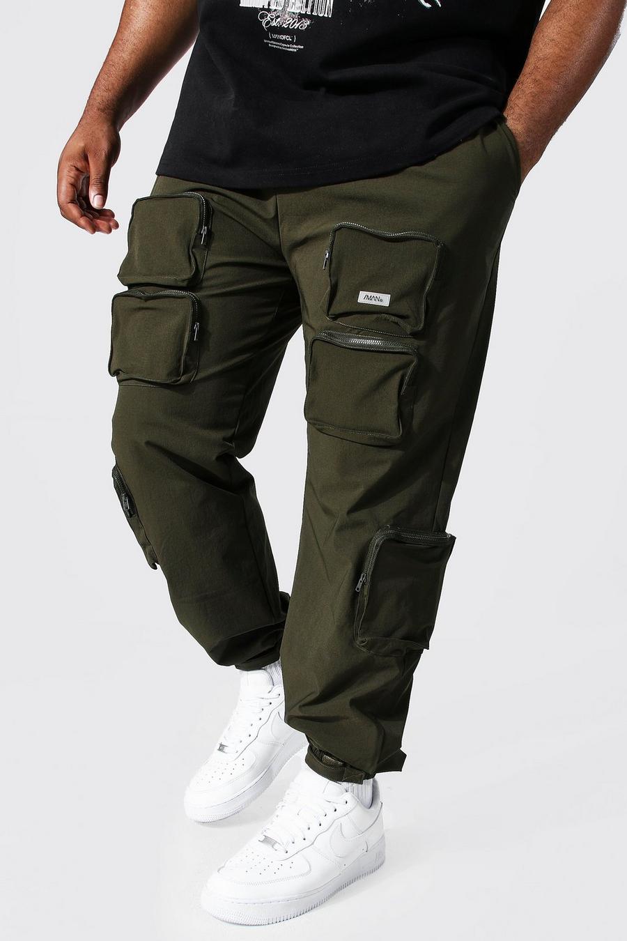 Grande taille - Pantalon cargo à poches en relief, Khaki image number 1