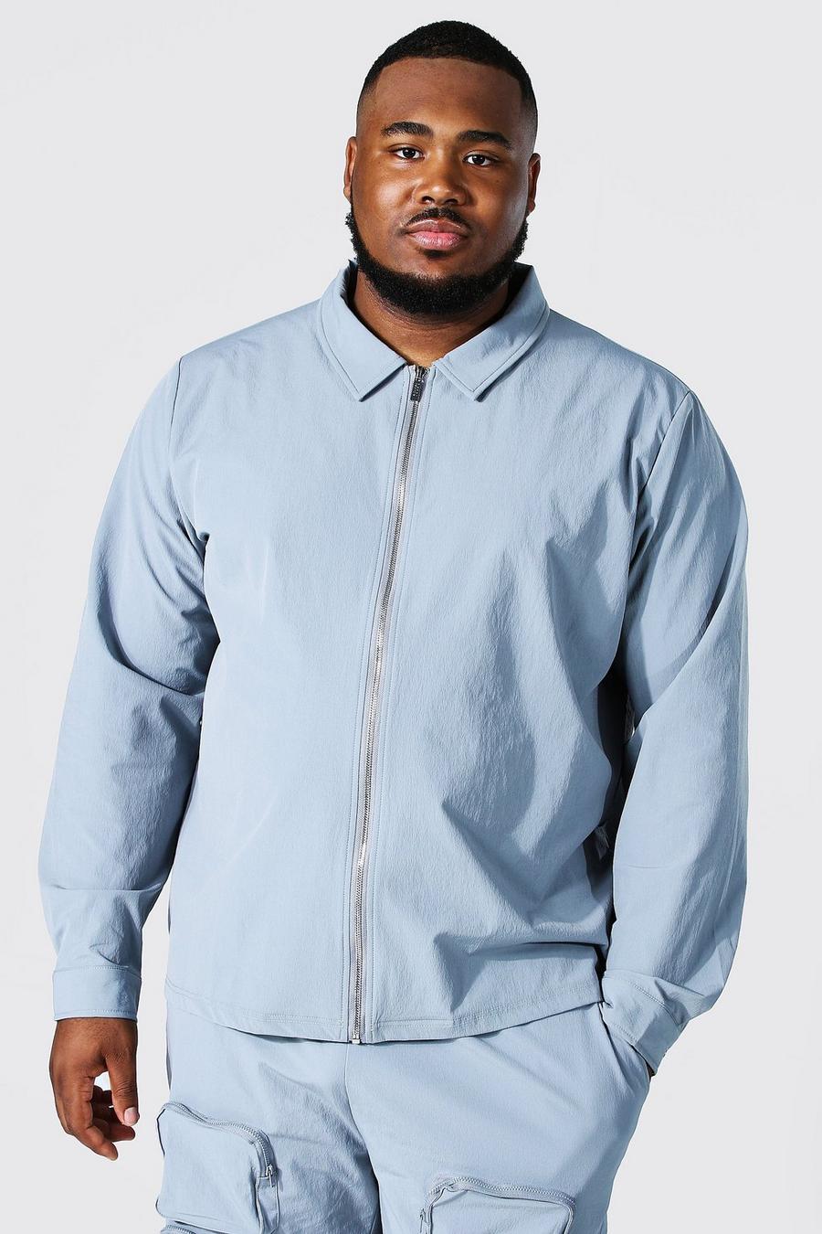 Light grey grau Plus Zip Through Smart Overshirt image number 1