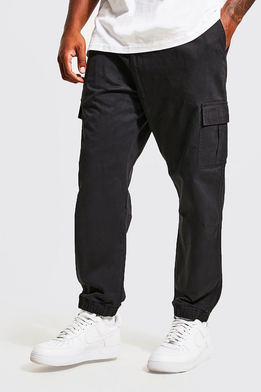 Grande taille - Pantalon cargo coupe droite, Black image number 1
