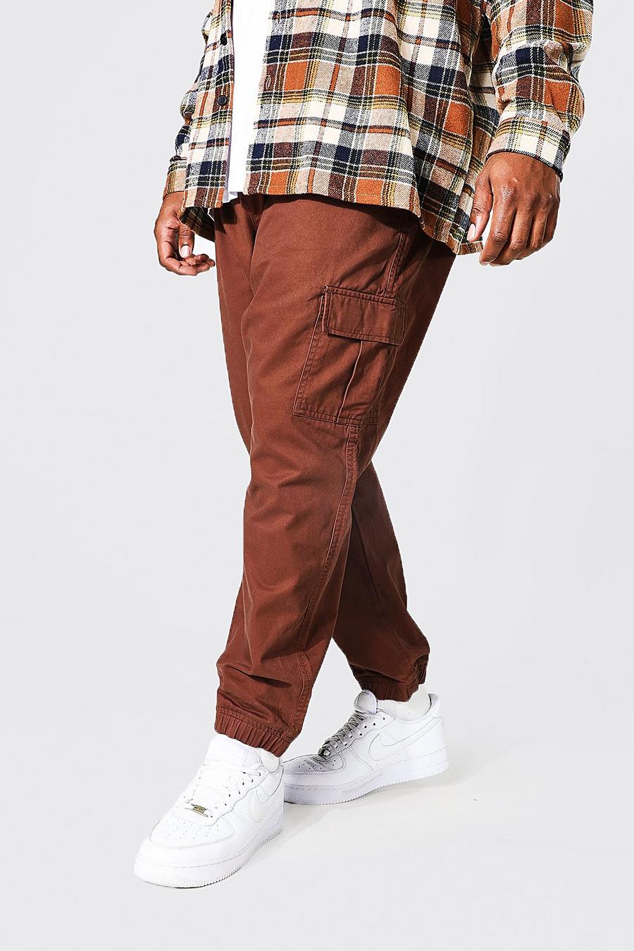 Grande taille - Pantalon cargo coupe droite, Chocolate brown image number 1