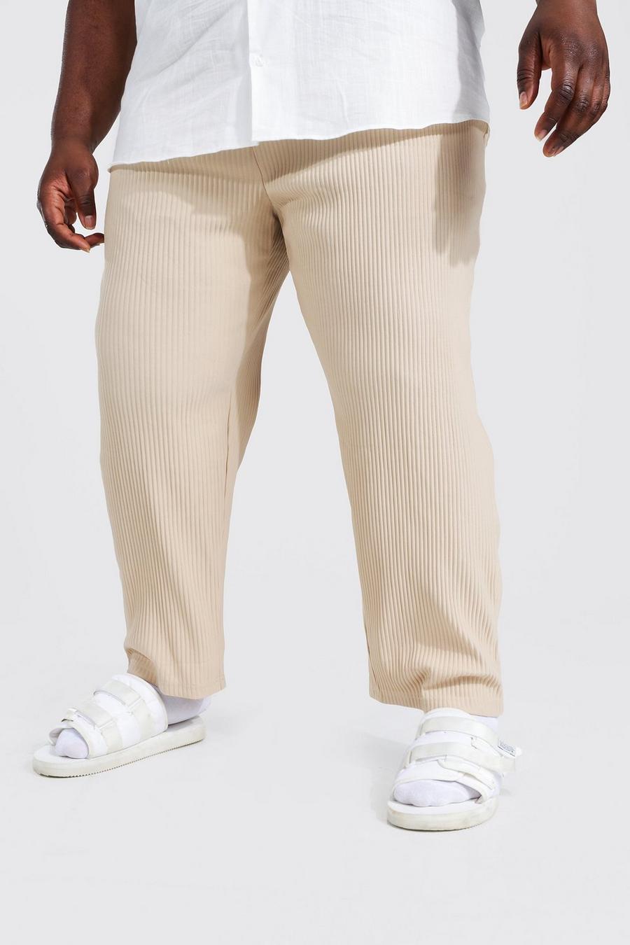 אפור חום מכנסי קרופ בגזרה צרה עם קפלים, למידות גדולות image number 1