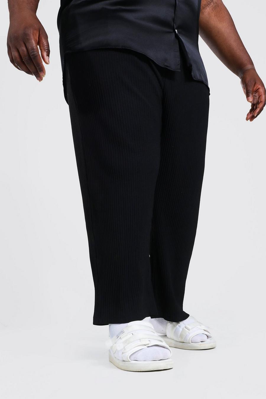 Black svart Plus Slim Fit Pleated Crop Trousers image number 1