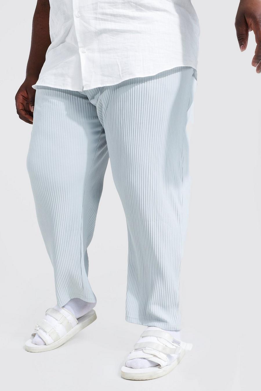 Light blue Plus Slim Fit Pleated Crop Trousers image number 1