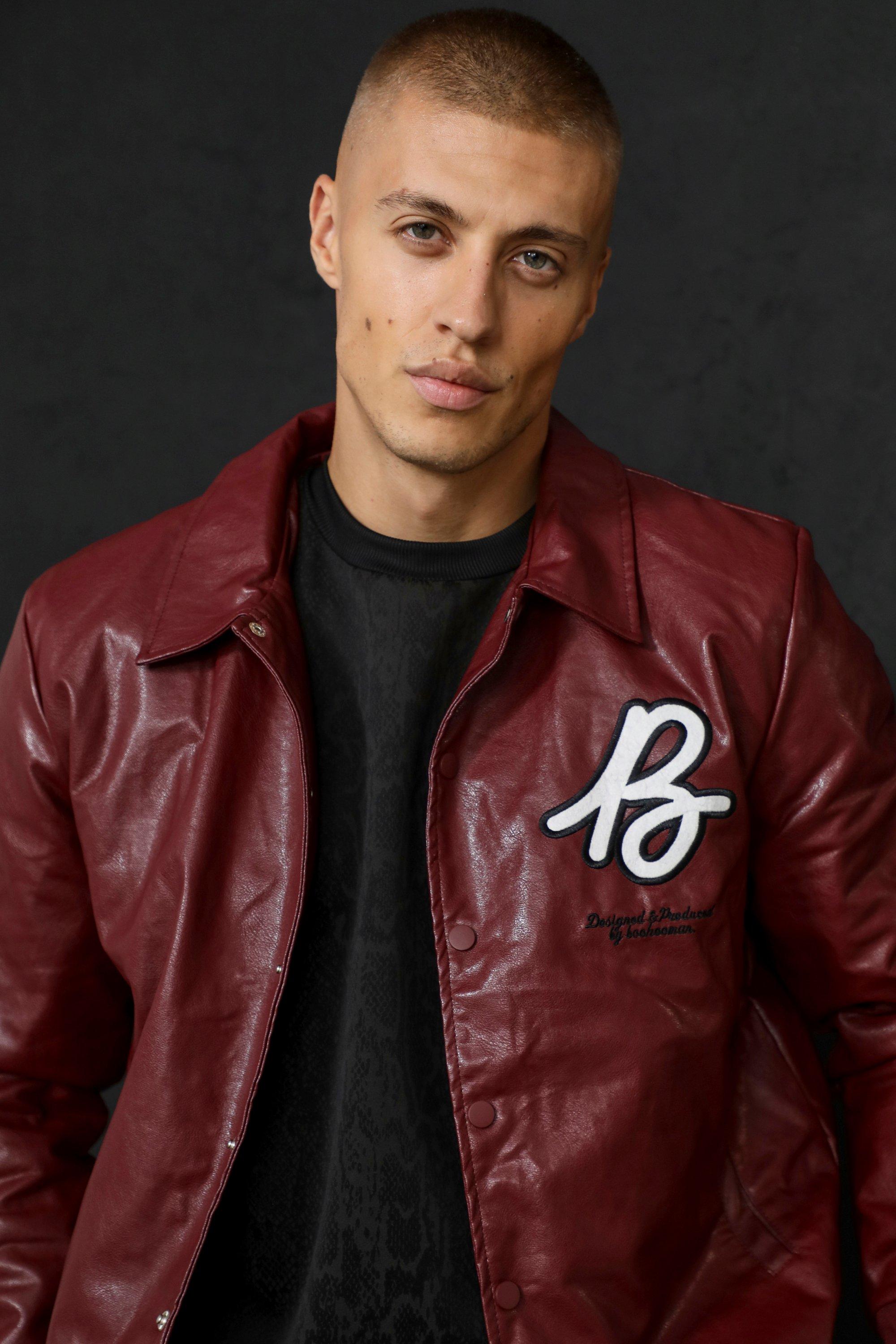 boohooMAN Men's Official Man Back Skeleton Varsity Jacket