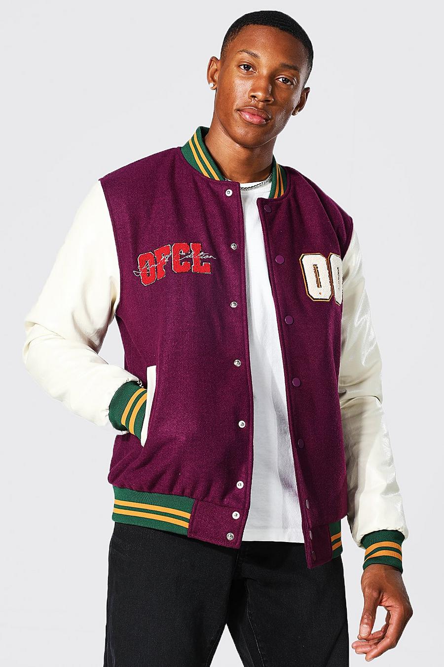 Giacca Bomber stile Varsity Official 00 Worldwide con dettagli a contrasto, Purple viola image number 1