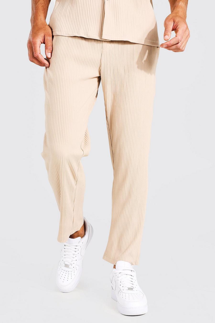 Pantalones Tall ajustados plisados tobilleros, Taupe beige image number 1