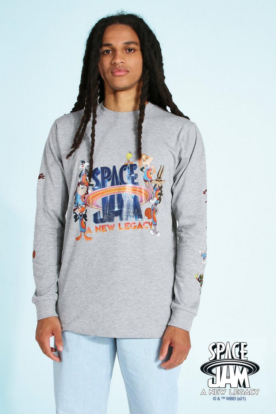 Langärmliges T-Shirt mit Space Jam Print, Grey marl grau image number 1