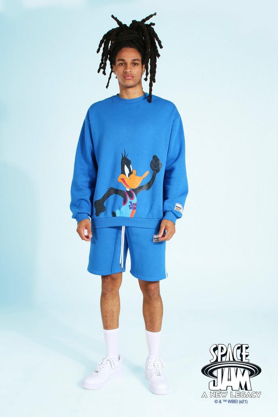 Oversize Space Jam Shorts-Set mit Daffy-Print, Blue image number 1