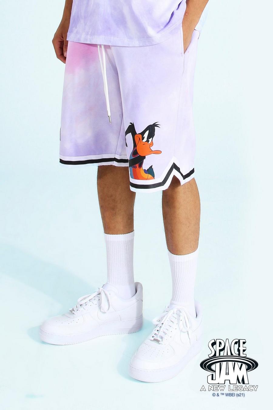 Pink Gelicenseerd Space Jam Daffy Duck Basketbal Shorts image number 1
