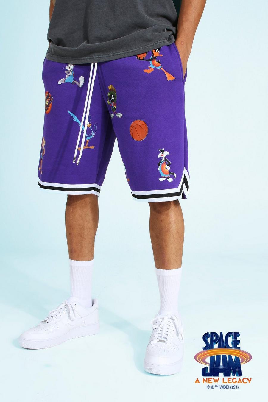 Space Jam Badge License Basketball Short, Purple morado image number 1