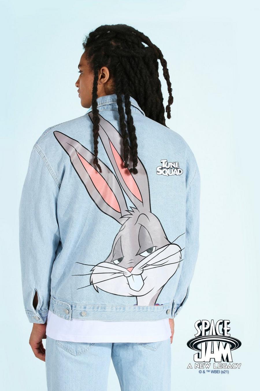 Oversize Space Jam Jeansjacke mit Bugs-Print, Ice blue image number 1