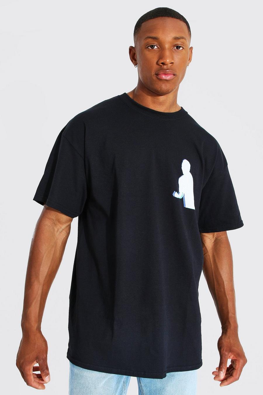Black Oversized Goal T-Shirt image number 1