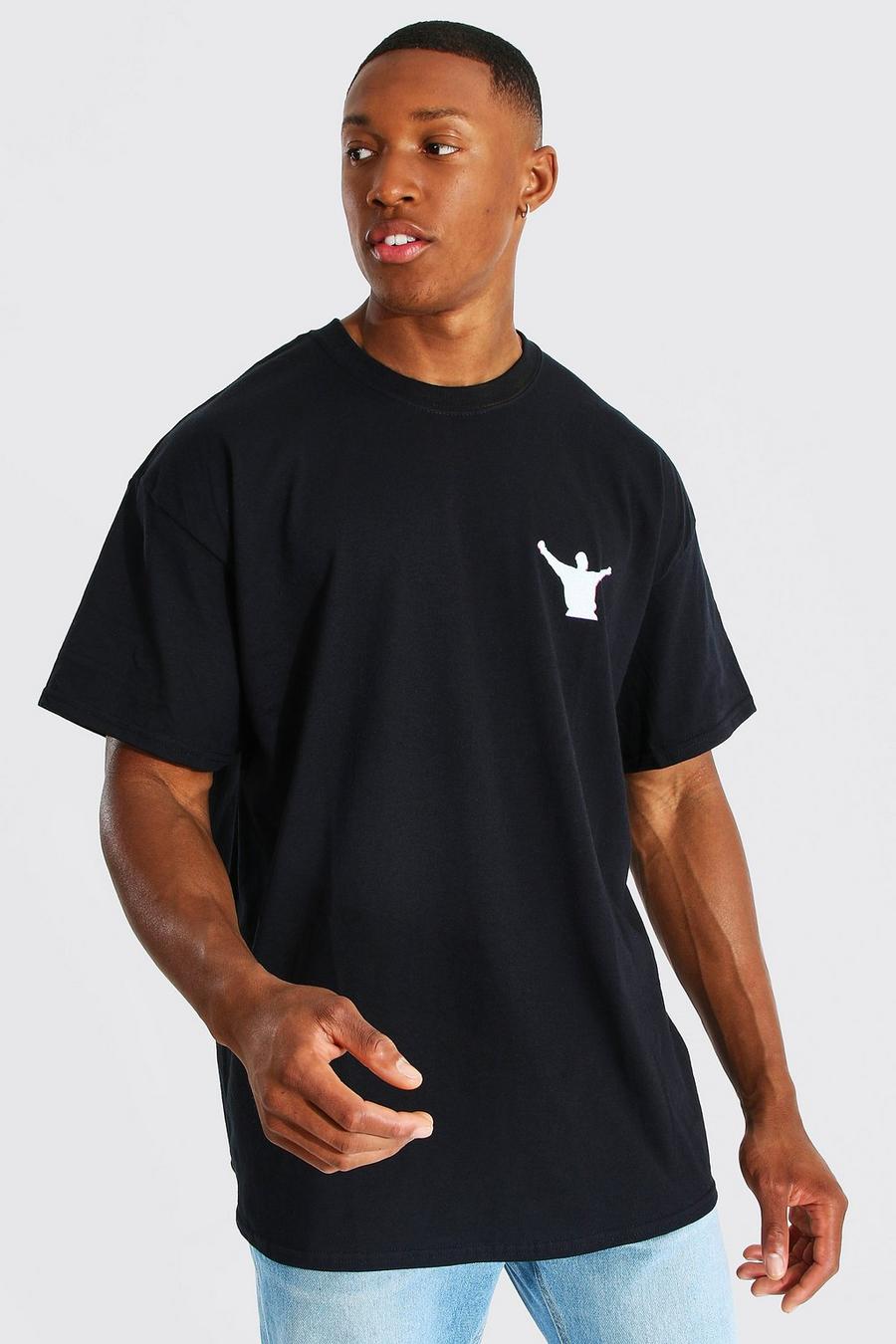 Oversize T-Shirt mit Fußball-Print, Black image number 1