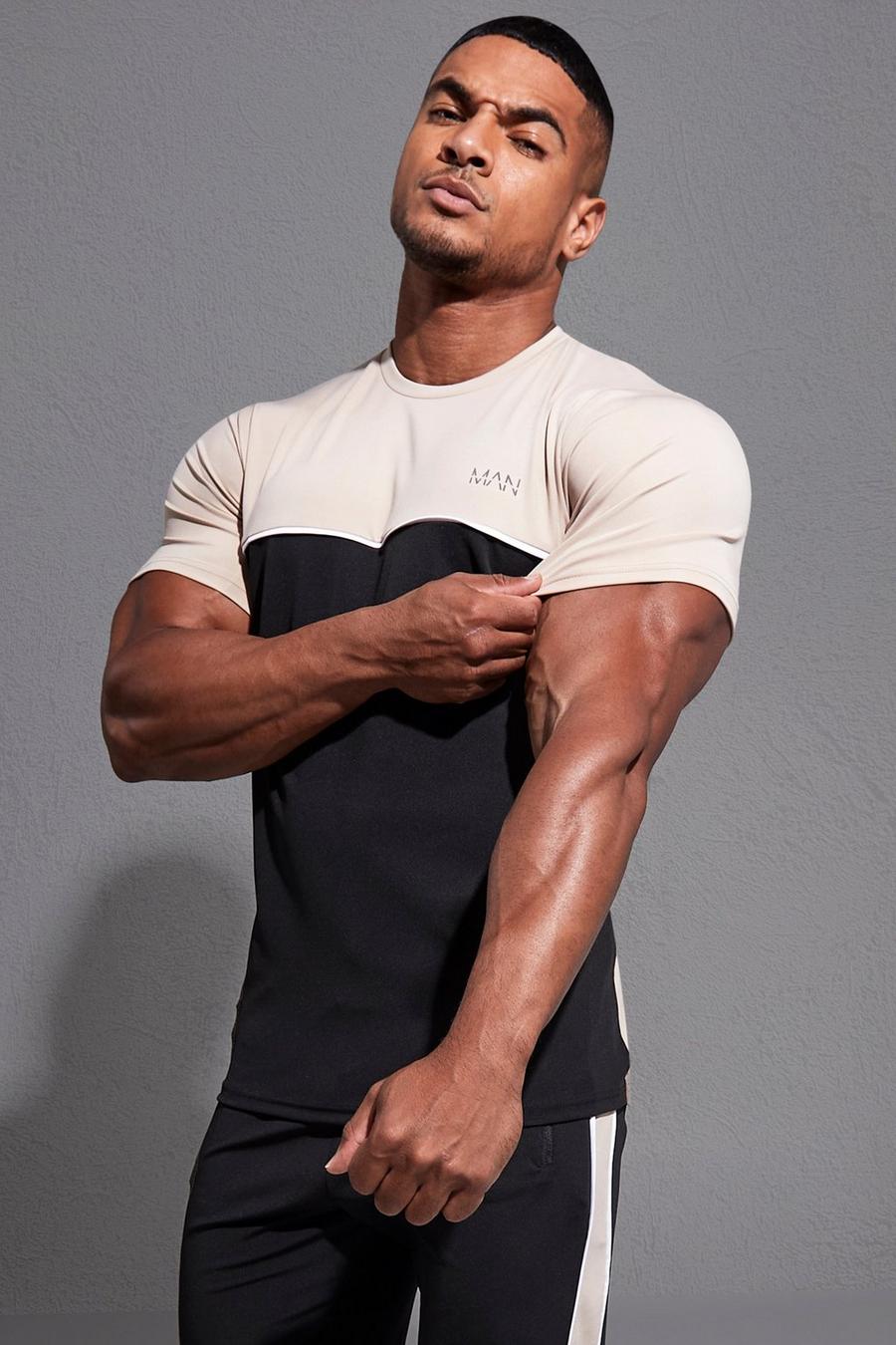 Black Man Active Gym Colour Block T-Shirt image number 1