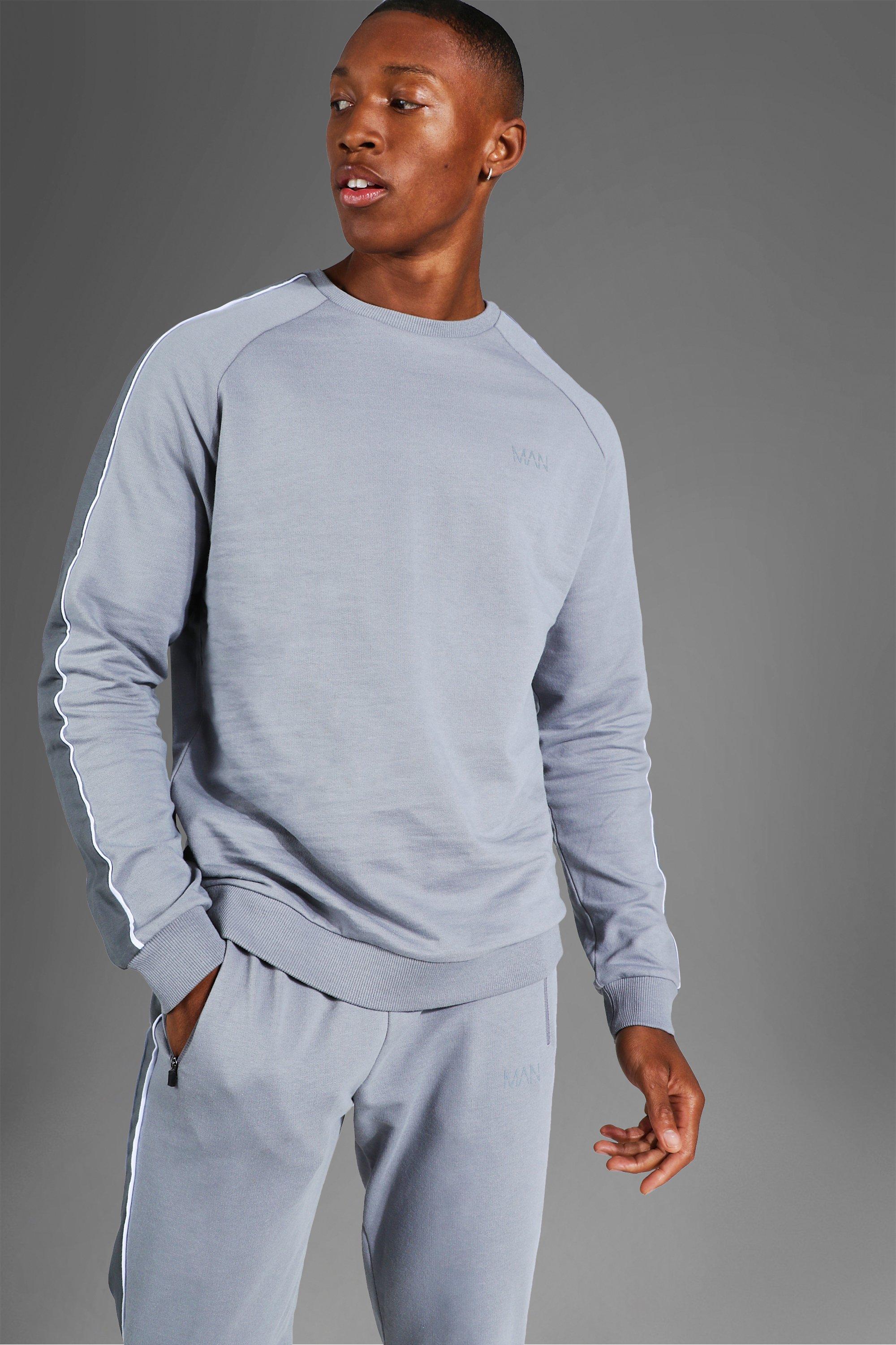 Man Active Gym Side Stripe Sweater Tracksuit boohoo NO