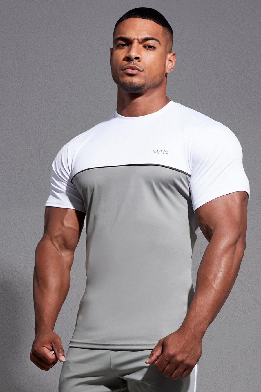 Man Active Colorblock T-Shirt, Sage grün image number 1