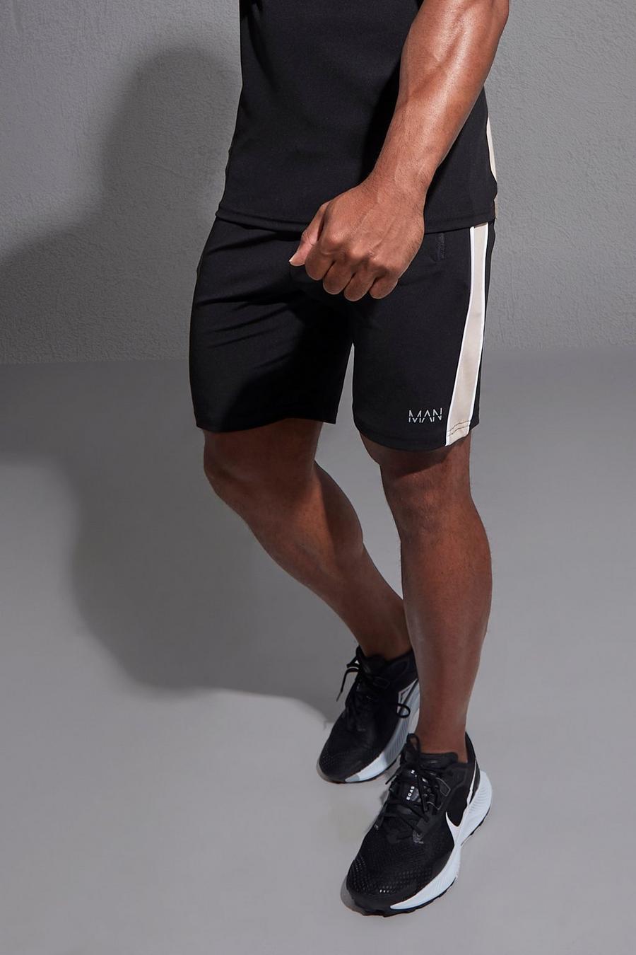 Man Active Shorts mit Seitenstreifen, Black schwarz image number 1