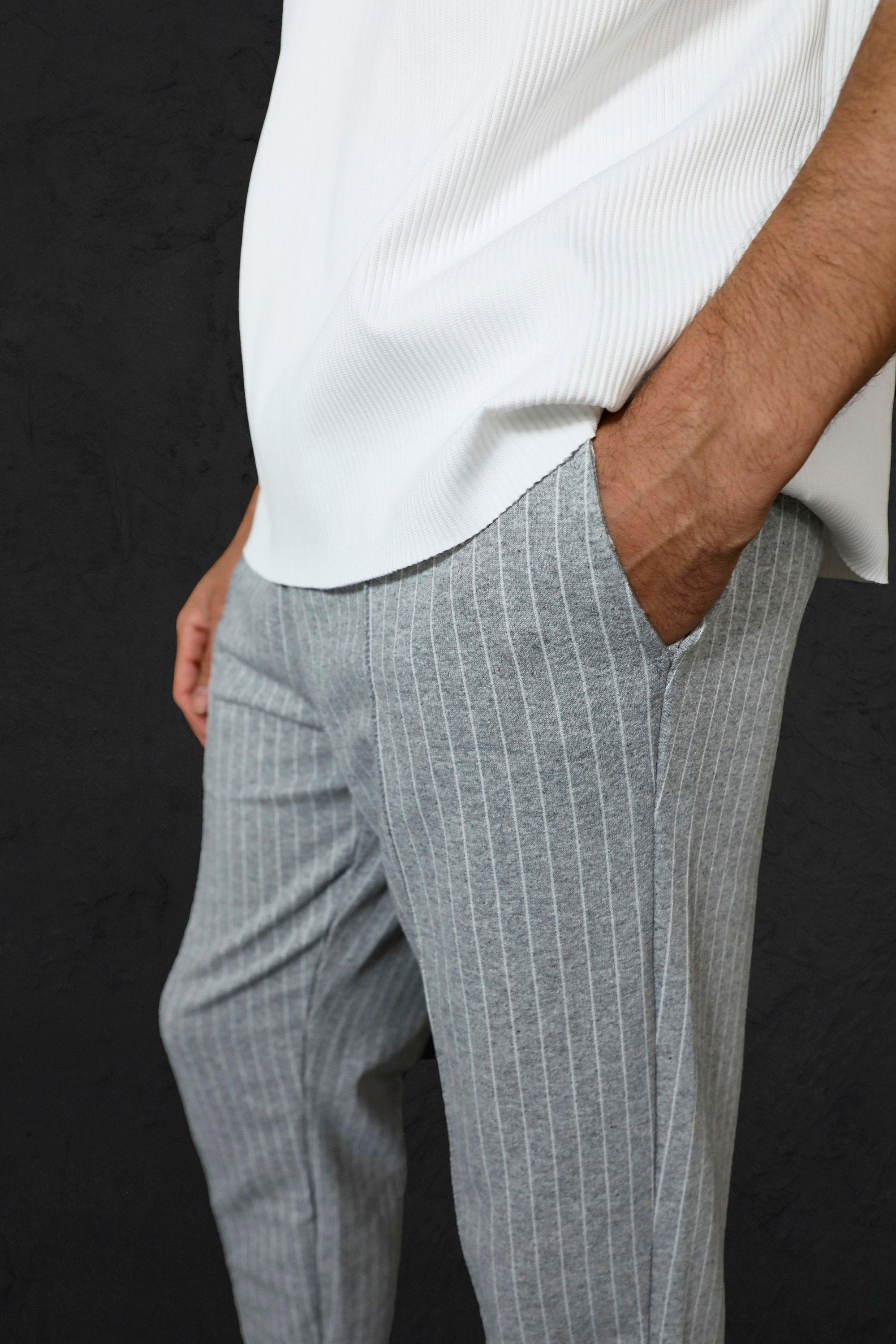 Grey pinstripe hot sale joggers