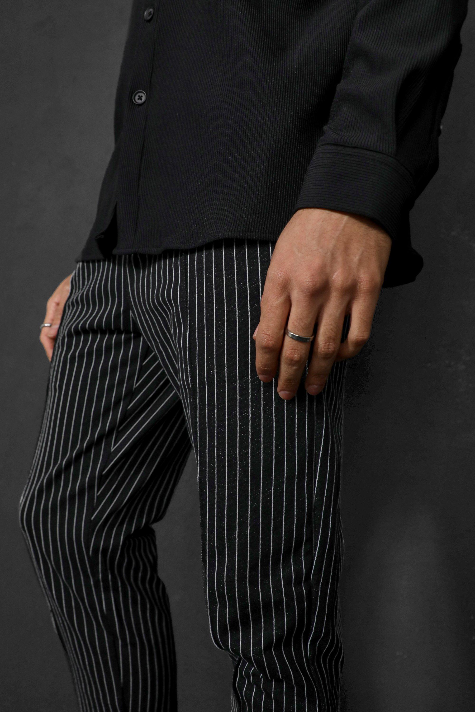 Black pinstripe online joggers