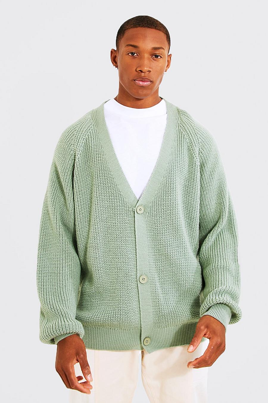 Sage vert Oversized Raglan Knitted Cardigan image number 1