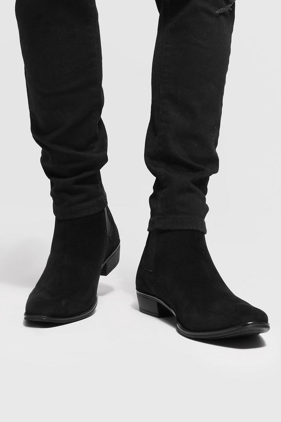 Black Faux Suede Cuban Boot image number 1