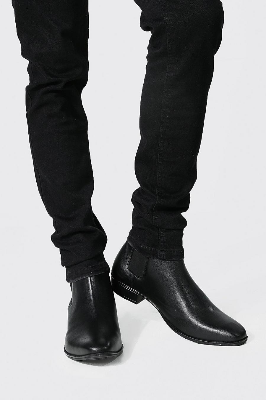 Black Faux Leather Cuban Boot image number 1