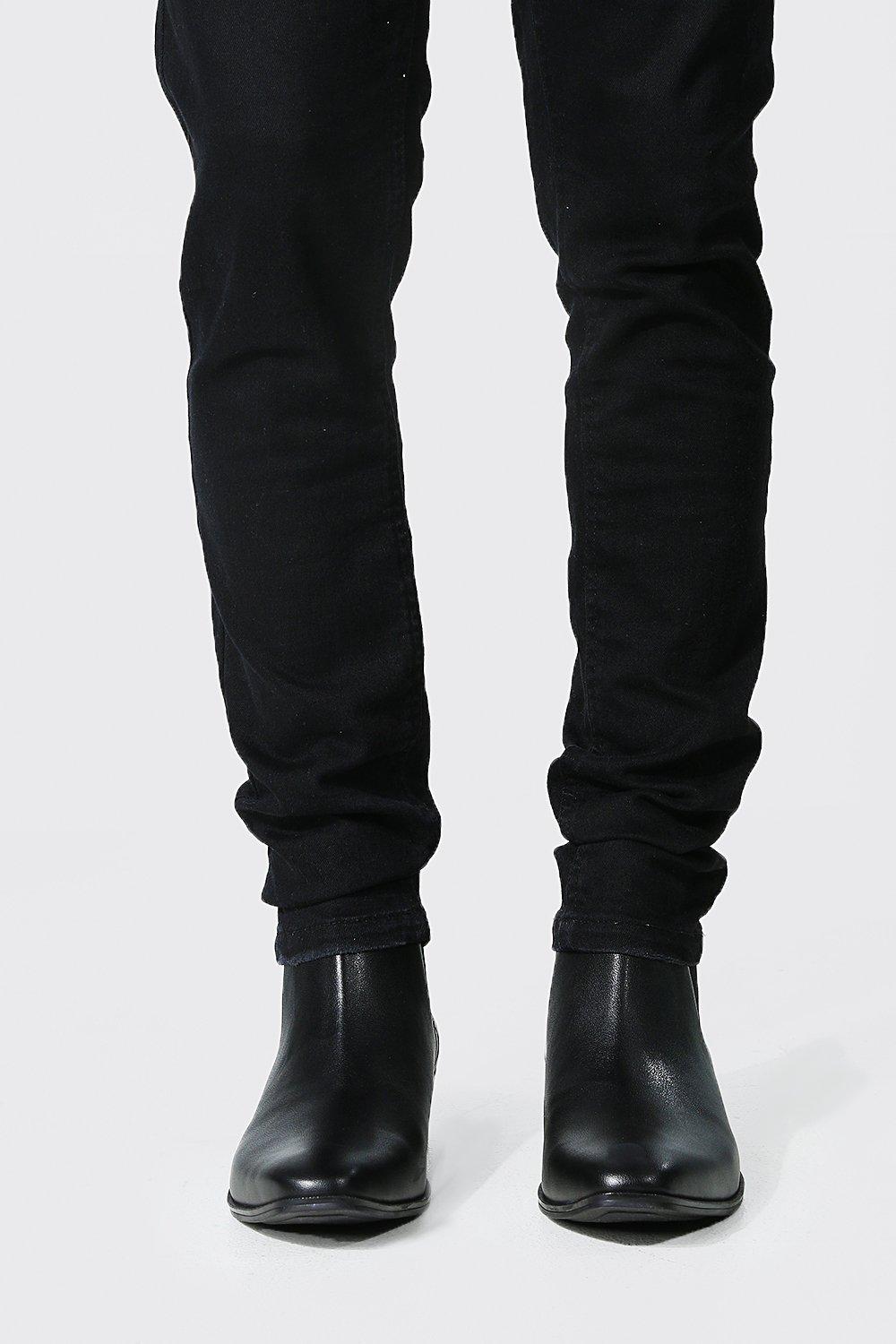 Faux leather boots mens fashion