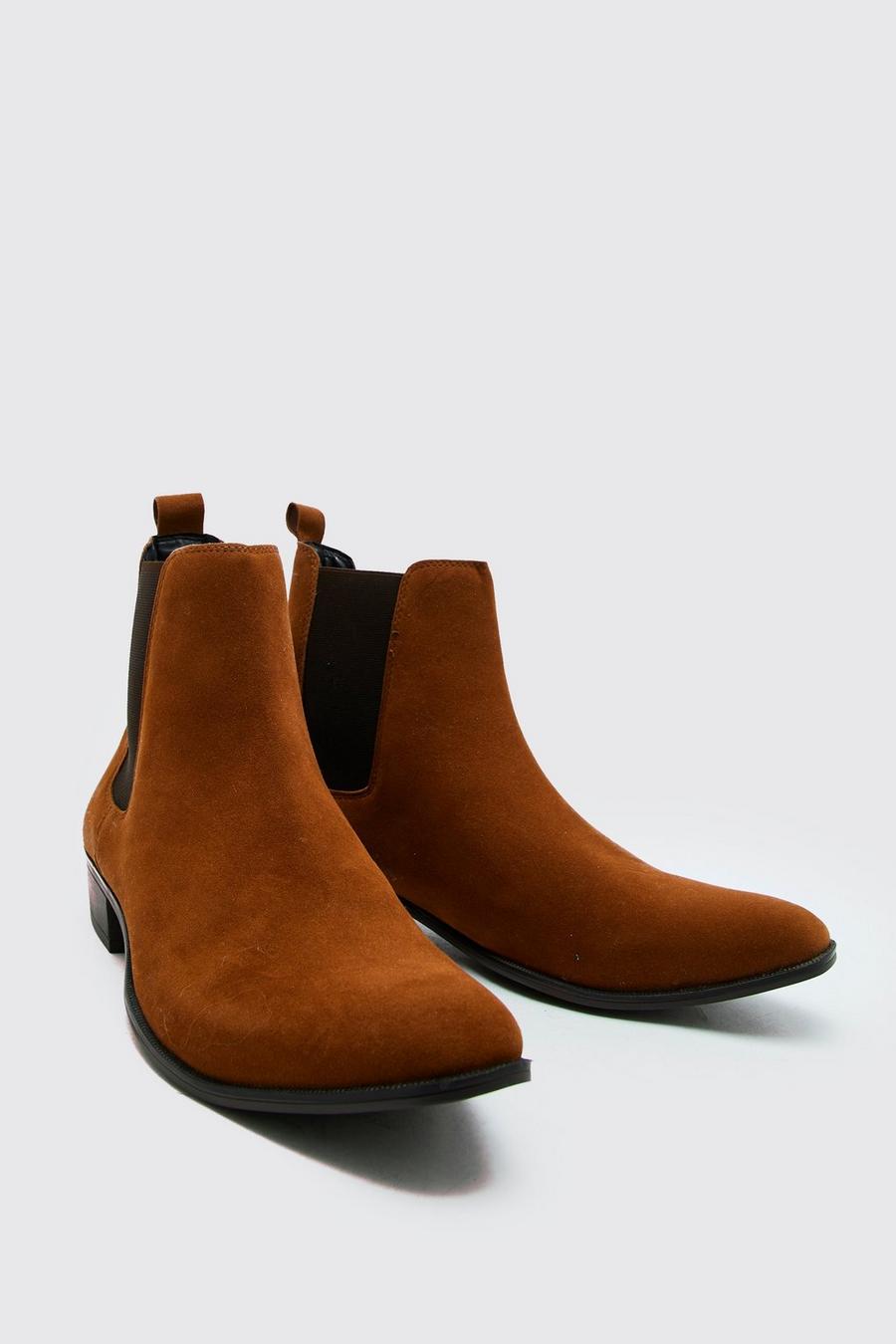 Tan brown Faux Suede Cuban Boot image number 1