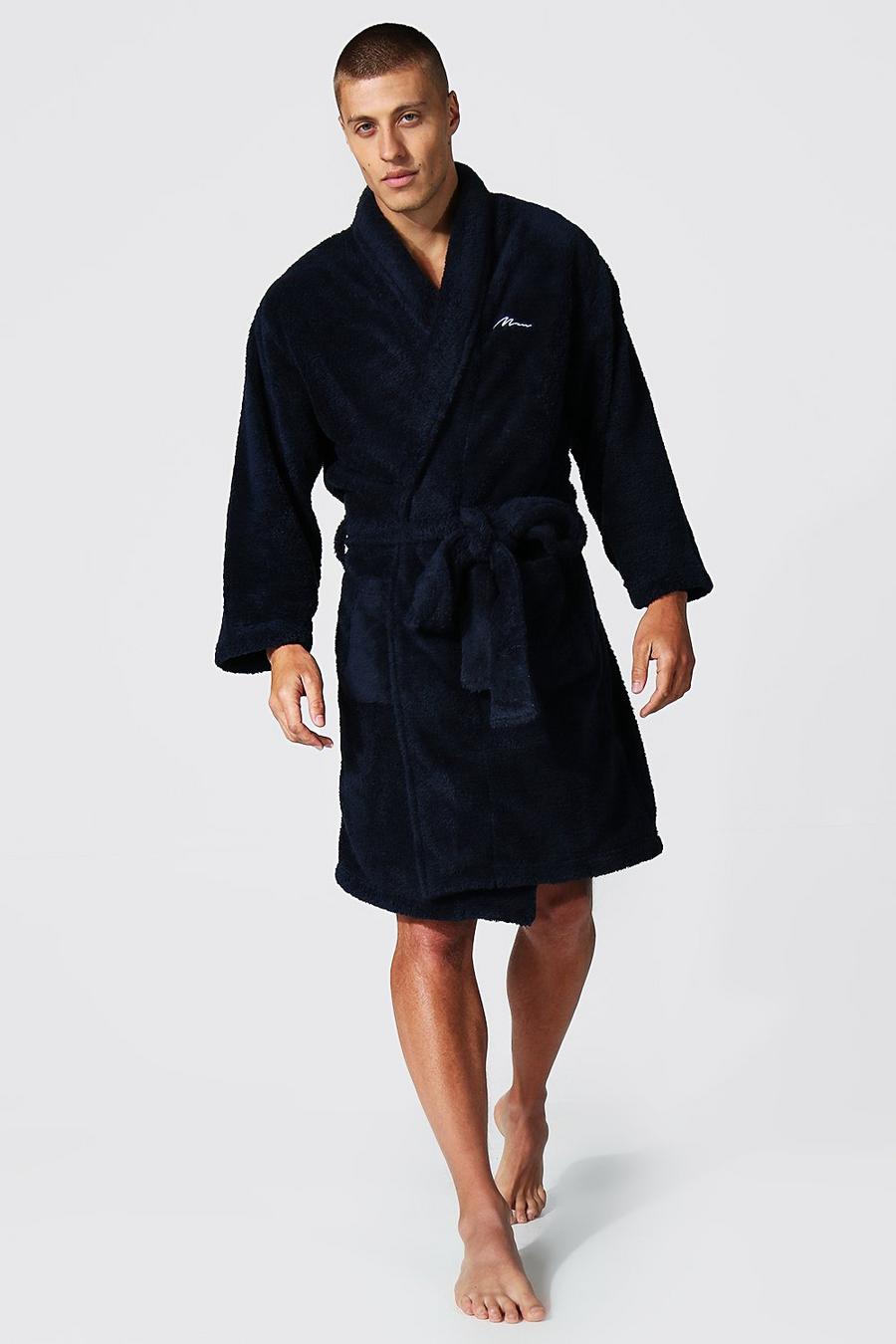 Navy Man Signature Fleece Dressing Gown image number 1