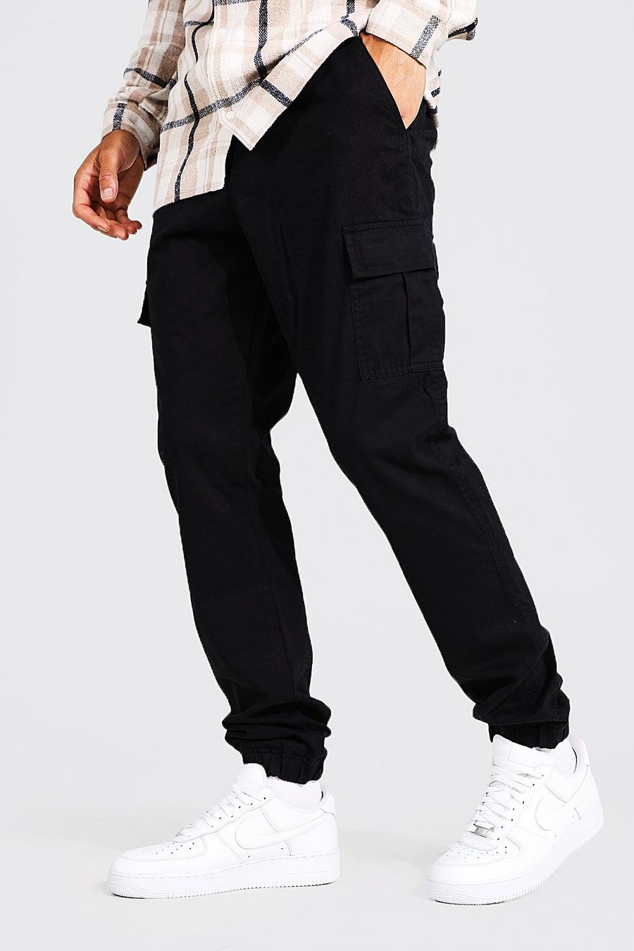 Black svart Tall Regular Fit Cargo Trousers image number 1