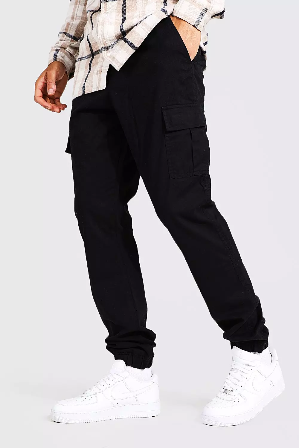 Tall Black Cargo Trousers