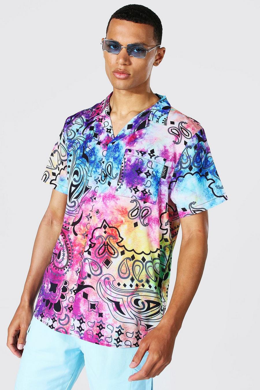 Multi Tall Paisley Tie Dye Printed Shirt image number 1