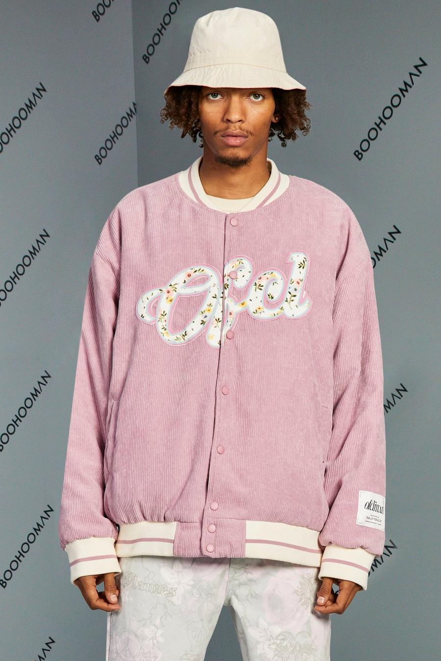 Pink Tn Ofcl Floral Cord Oversized Varsity Bomber image number 1