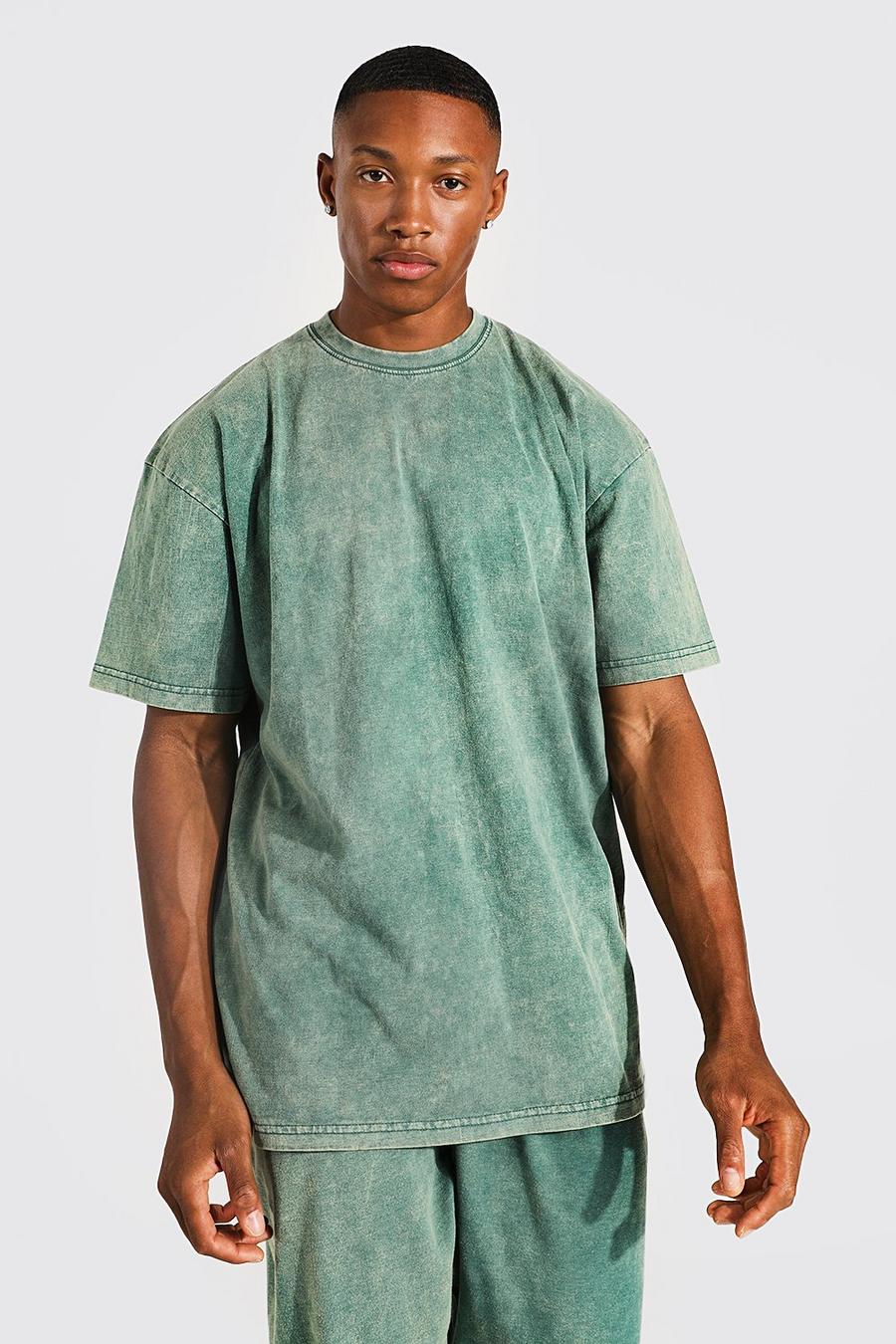 Green Oversized Gebleekt T-Shirt image number 1