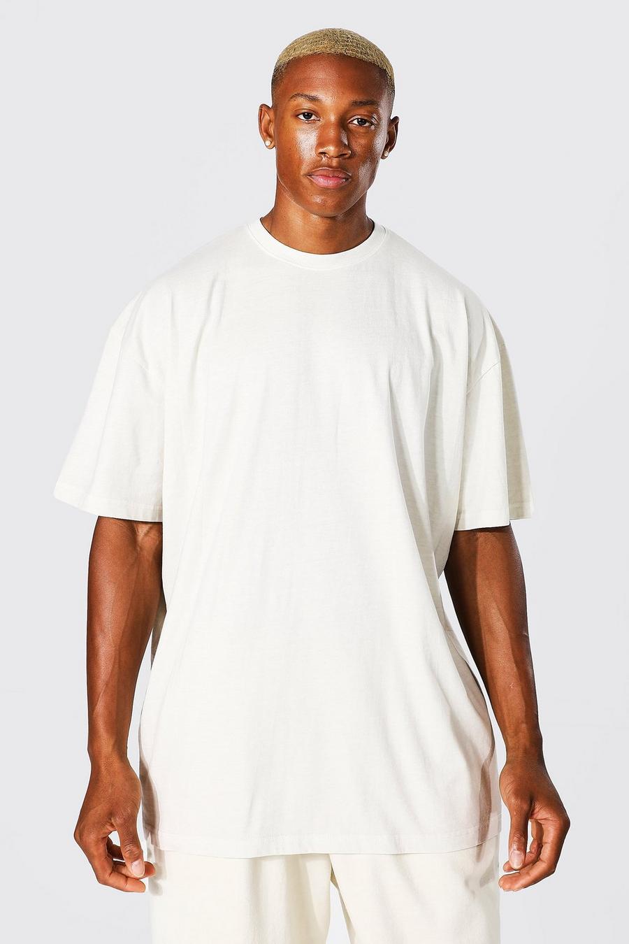 Ecru Oversize t-shirt med tvättad effekt image number 1