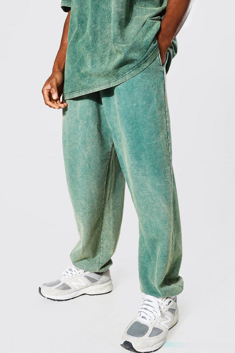 Pantaloni tuta oversize slavati, Green verde image number 1