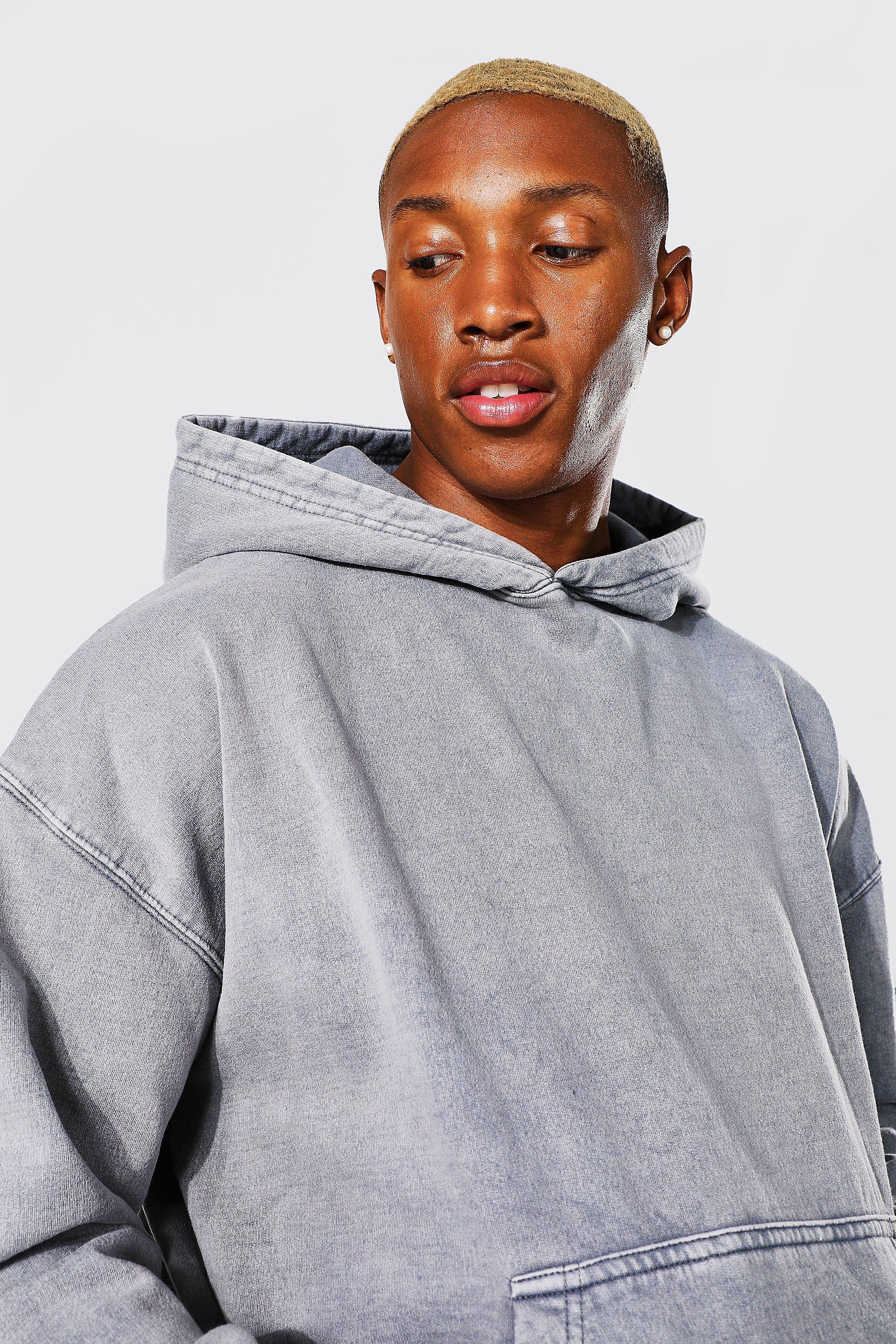 Mens grey best sale oversized hoodie