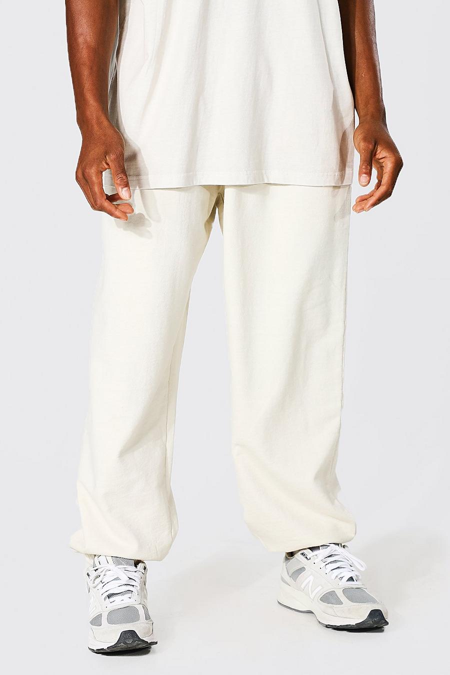 Pantalón deportivo oversize con lavado a la piedra, Ecru blanco image number 1