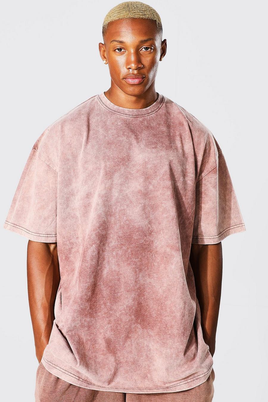 Chocolate brown Oversized Washed T-shirt image number 1