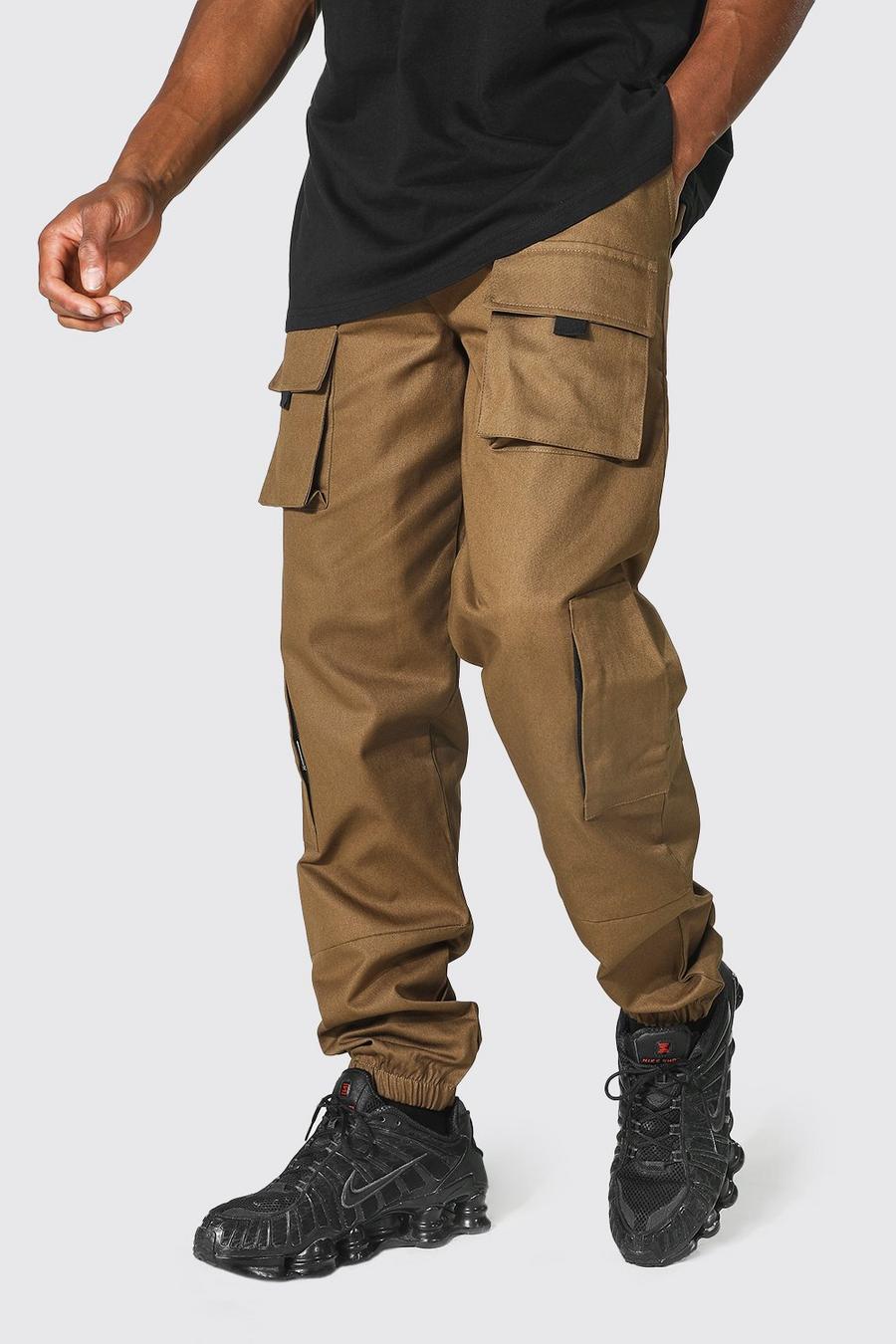 Khaki Man Multi Pocket Twill Cargo Trouser image number 1