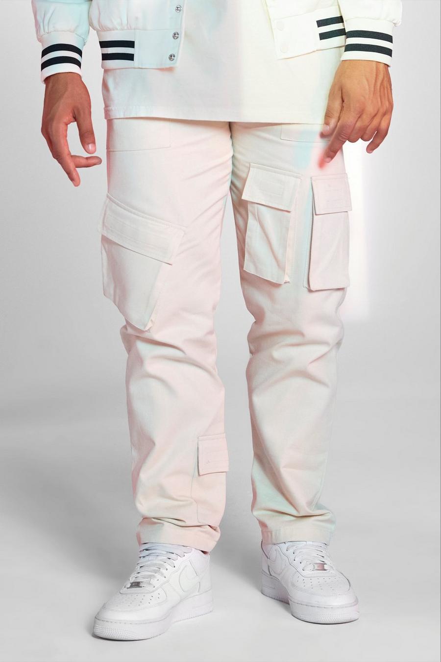 Pantalon cargo décontracté à poches multiples, Tan brown image number 1