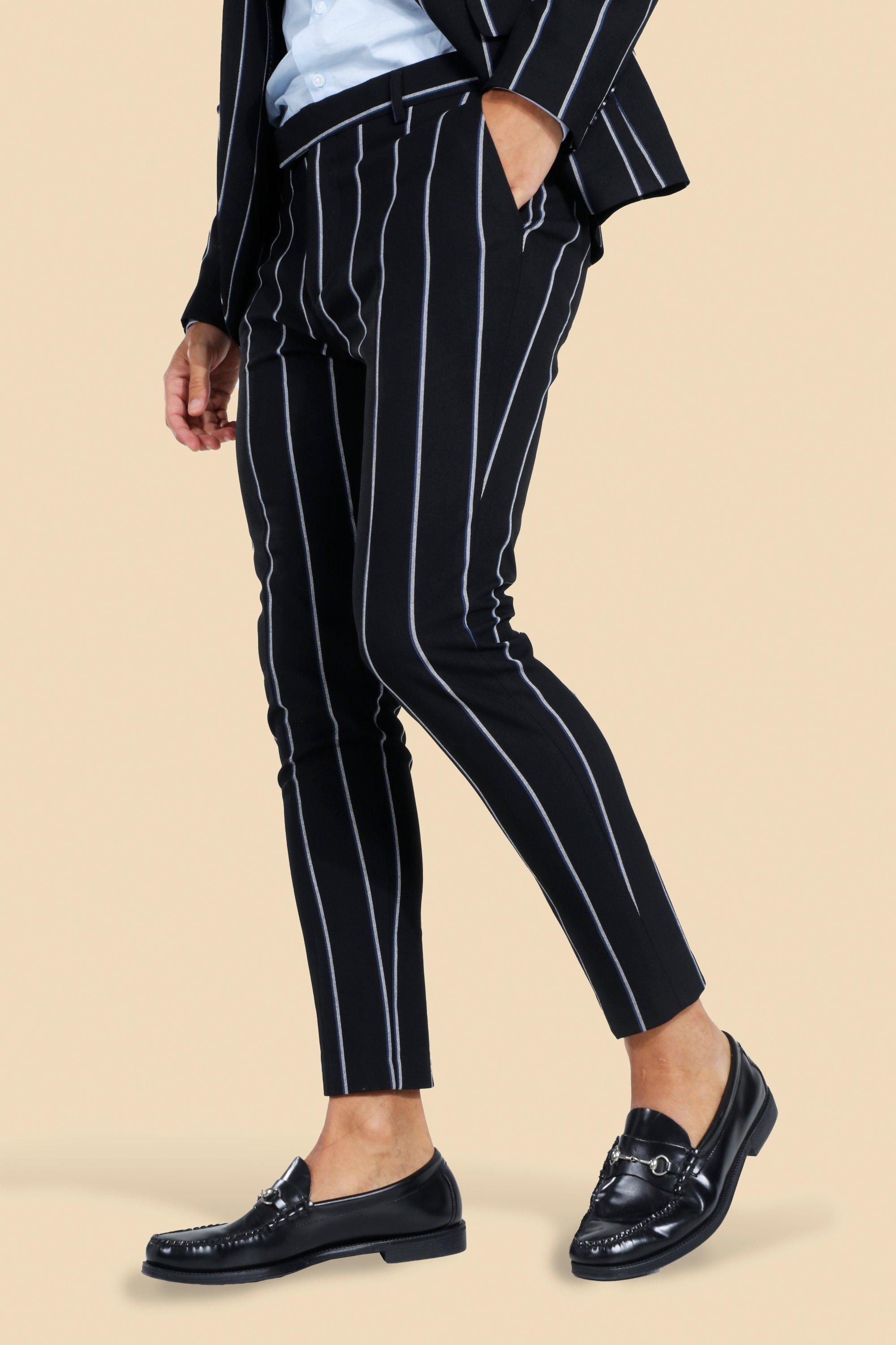 black pinstripe skinny trousers